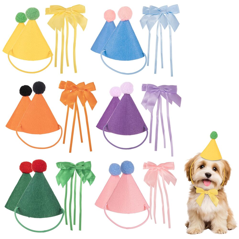 8921 12pcs Mini Party Hats for Stuffed Animals, Birthday Party Cone Hats